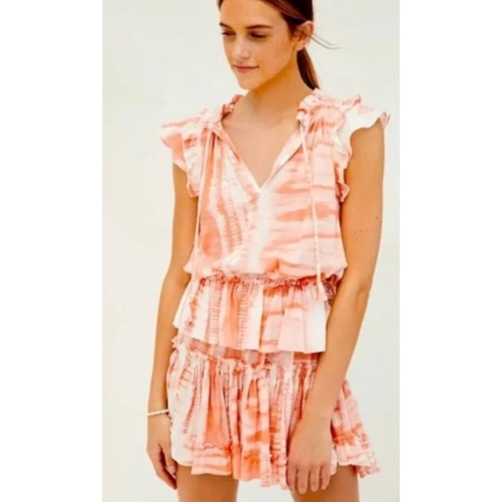 Misa Los Angeles Tie Dye Coral Lilian Orange Dress Womens XS